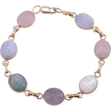 Carved Multi Colored Quartz Bracelet