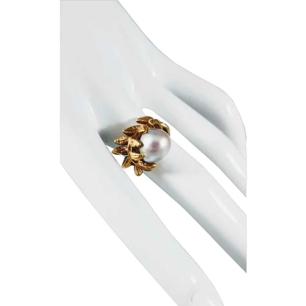 Vintage 14K Gold and Baroque Pearl Ring - Sz 6 - … - image 1