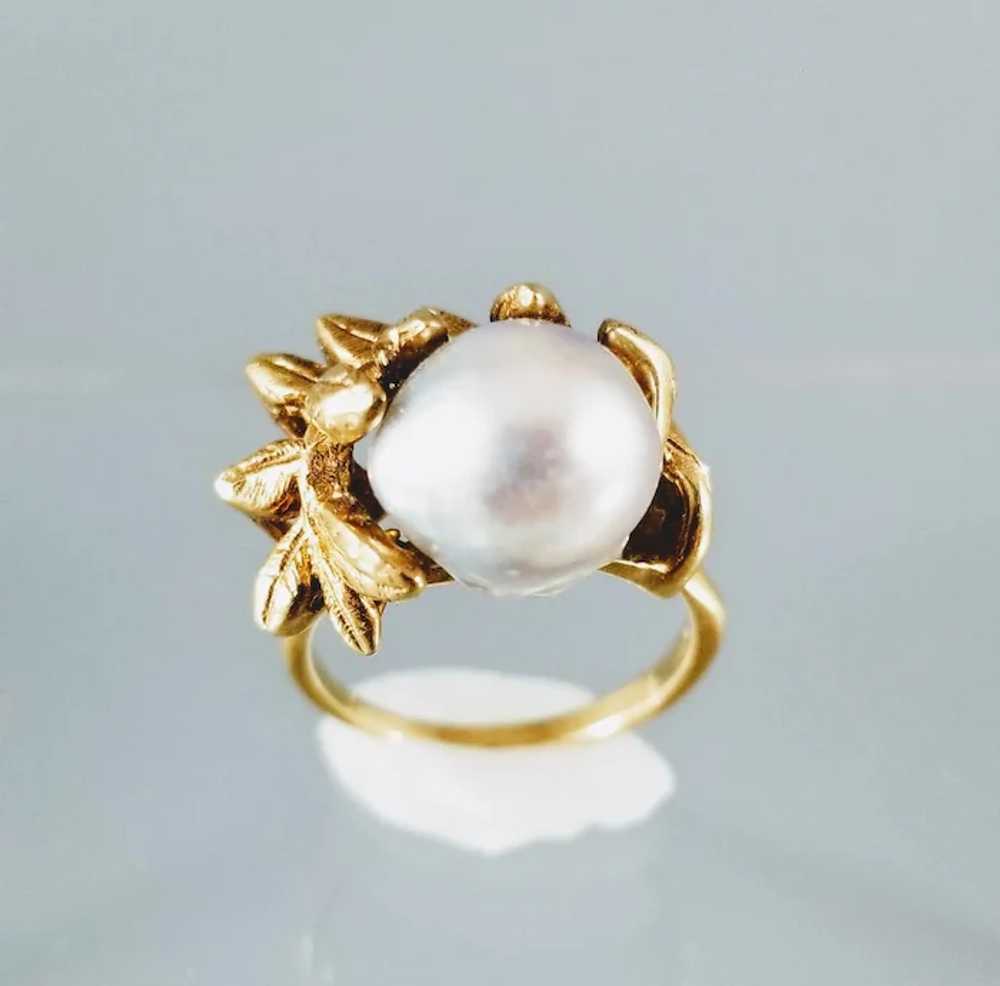 Vintage 14K Gold and Baroque Pearl Ring - Sz 6 - … - image 5