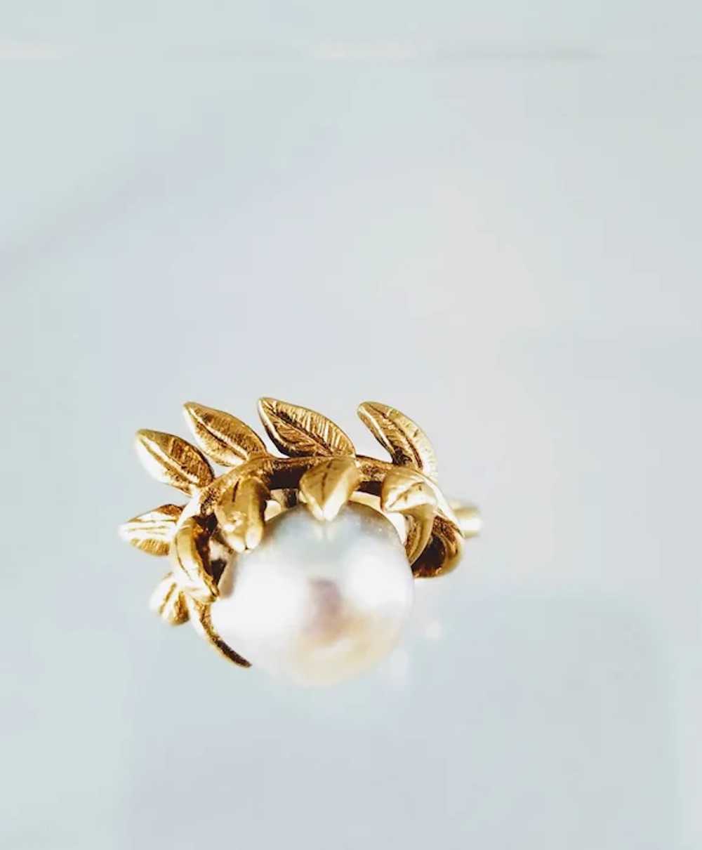 Vintage 14K Gold and Baroque Pearl Ring - Sz 6 - … - image 6