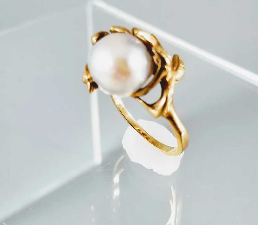 Vintage 14K Gold and Baroque Pearl Ring - Sz 6 - … - image 7