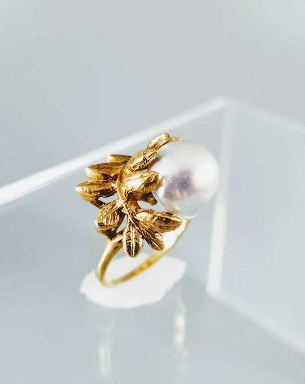 Vintage 14K Gold and Baroque Pearl Ring - Sz 6 - … - image 8