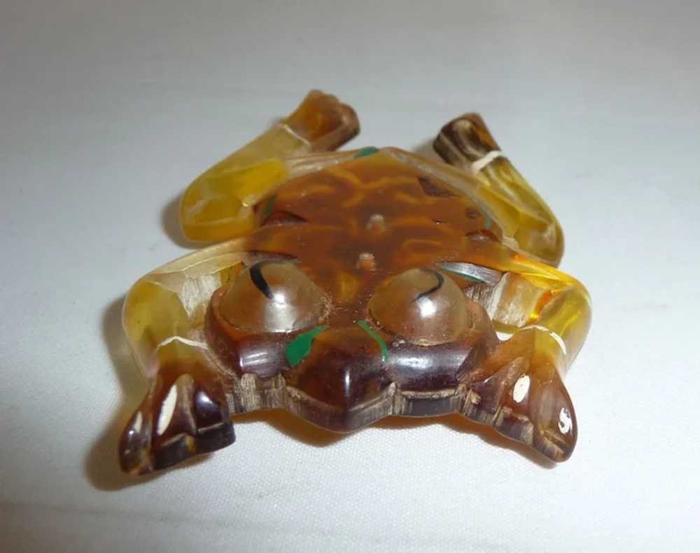 Fabulous Vintage Painted Lucite Leaping Frog Pin … - image 3