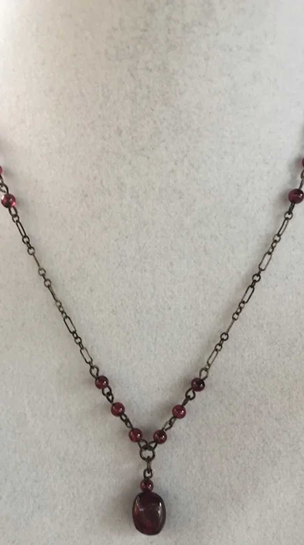 Vintage Sterling Silver Natural Garnet Necklace: … - image 5