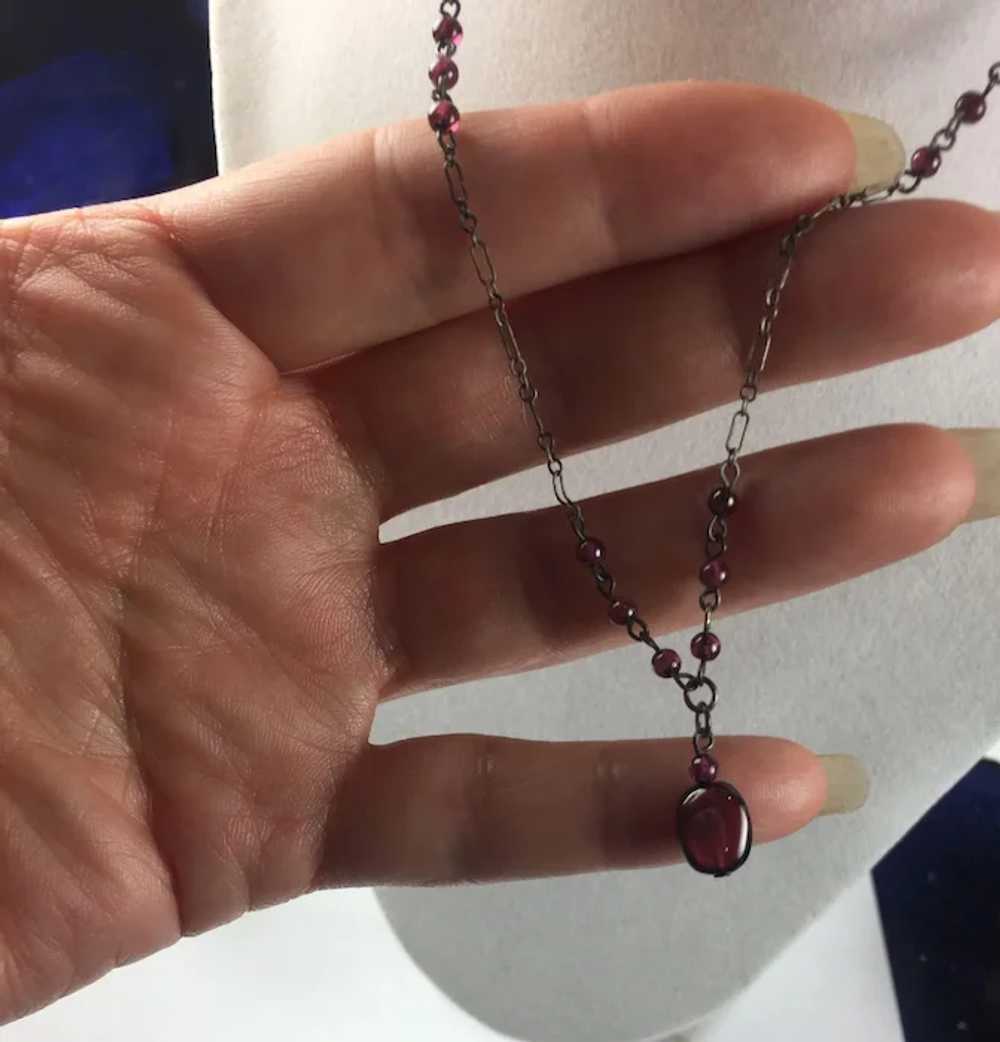 Vintage Sterling Silver Natural Garnet Necklace: … - image 6