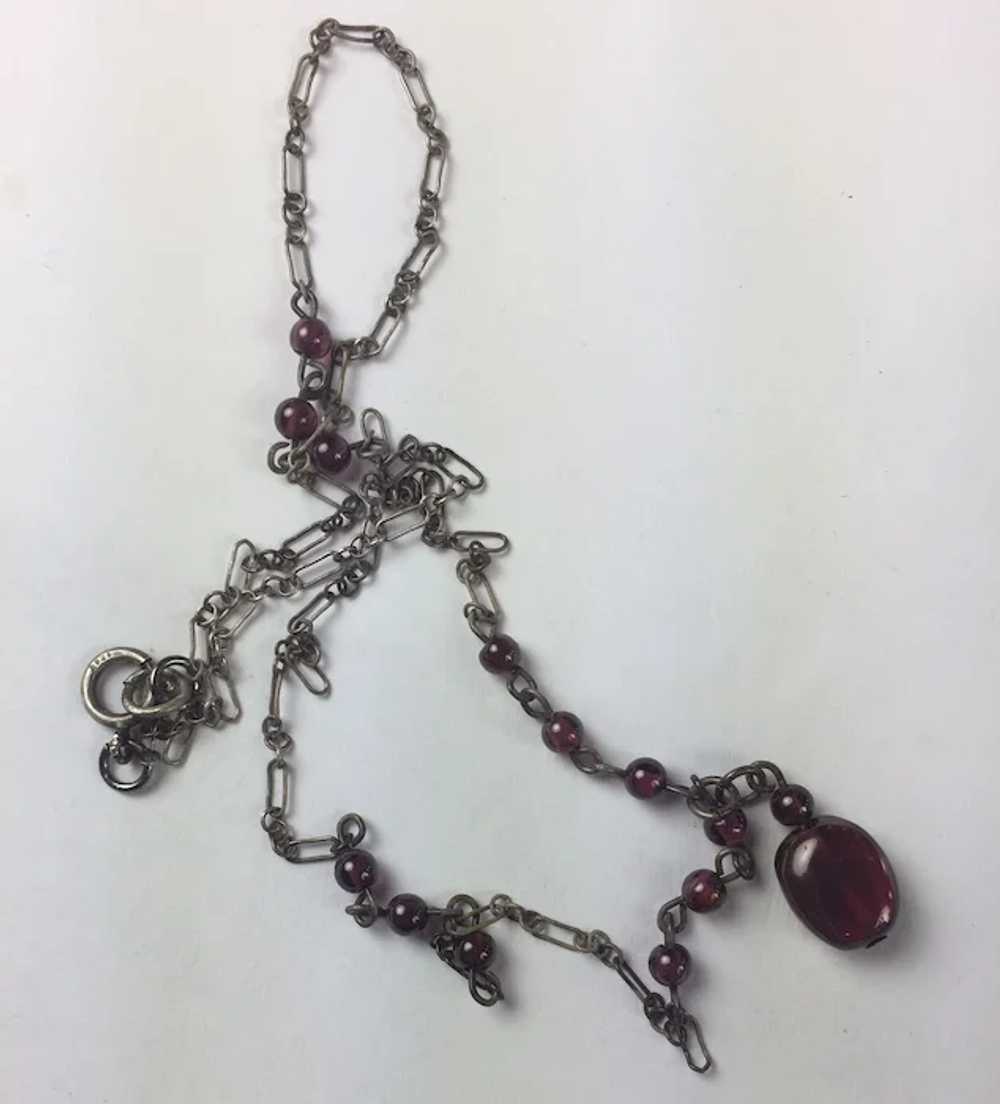 Vintage Sterling Silver Natural Garnet Necklace: … - image 7