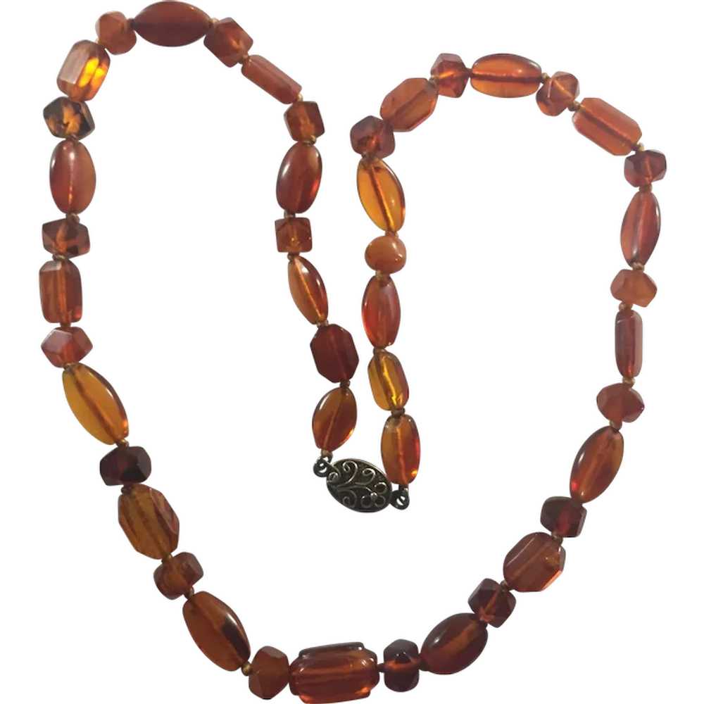 Antique Victorian carved Natural Amber necklace - image 1