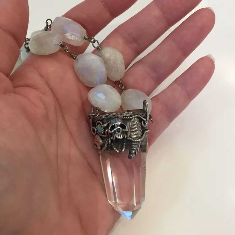 Large Natural Quartz Chrystal, Sterling silver Sk… - image 3