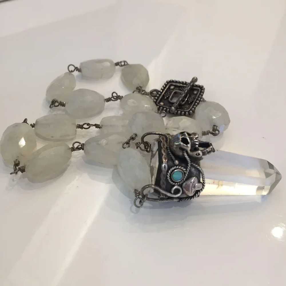 Large Natural Quartz Chrystal, Sterling silver Sk… - image 4