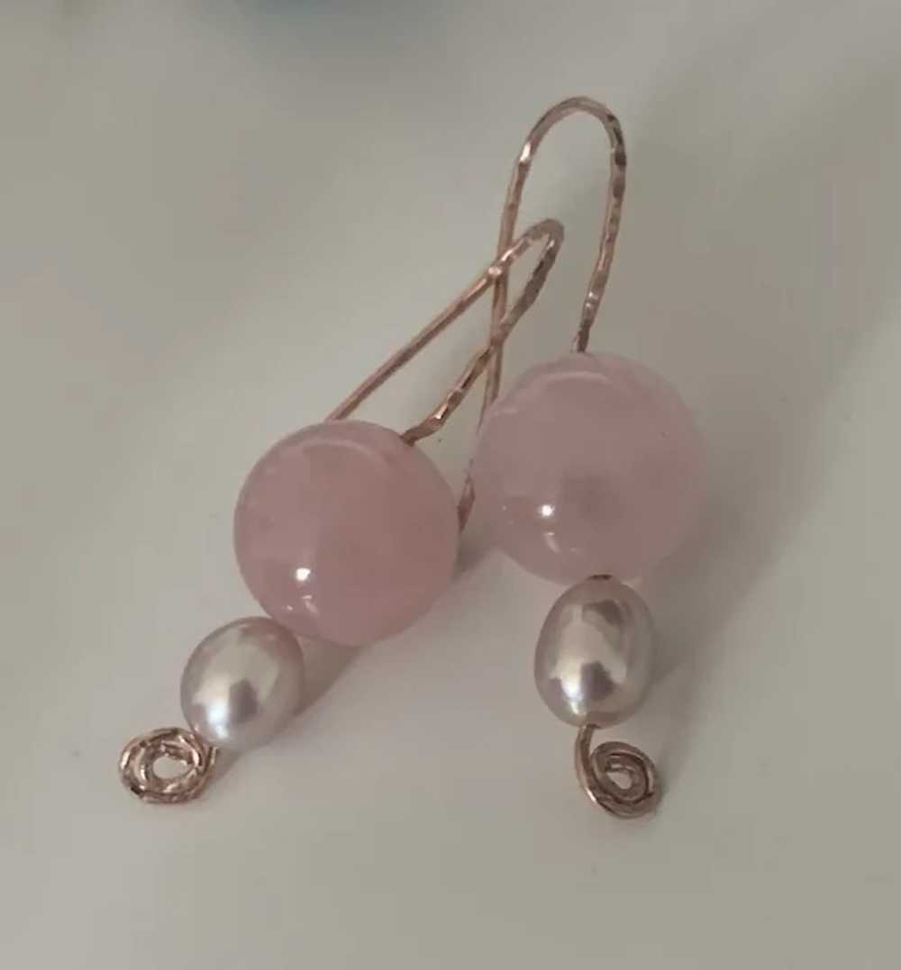 Large Rose quartz cultured pearl Rose GF - image 2