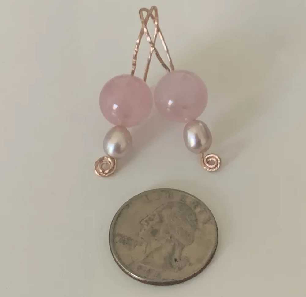 Large Rose quartz cultured pearl Rose GF - image 3