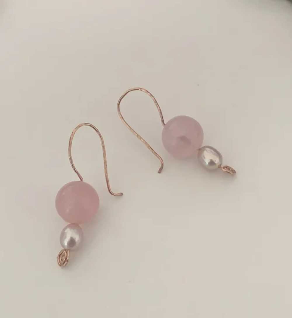 Large Rose quartz cultured pearl Rose GF - image 4