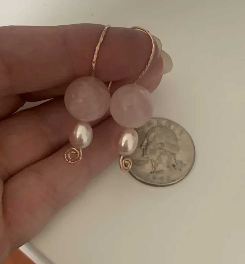 Large Rose quartz cultured pearl Rose GF - image 5