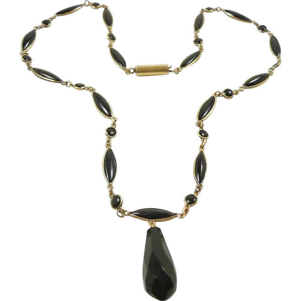 Mystical Onyx Mourning Necklace c. 1870 - image 1