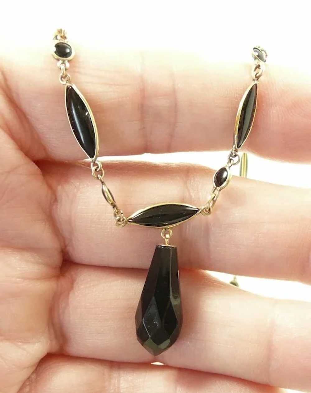 Mystical Onyx Mourning Necklace c. 1870 - image 5