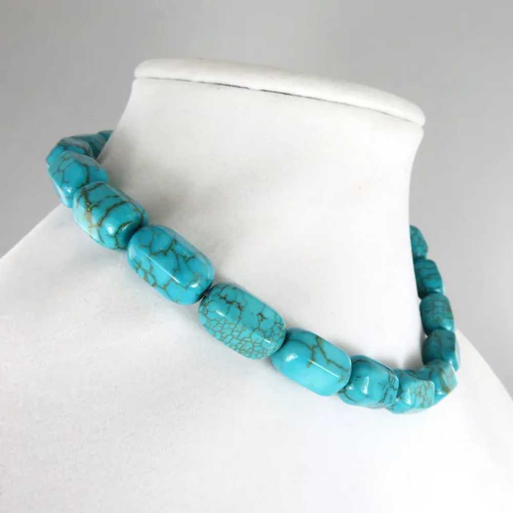 Vintage Spiderweb Turquoise Bead Necklace - image 6