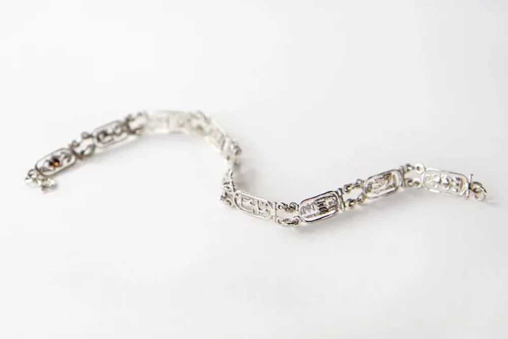 Egyptian Sterling Silver Hieroglyphs Links Bracel… - image 5