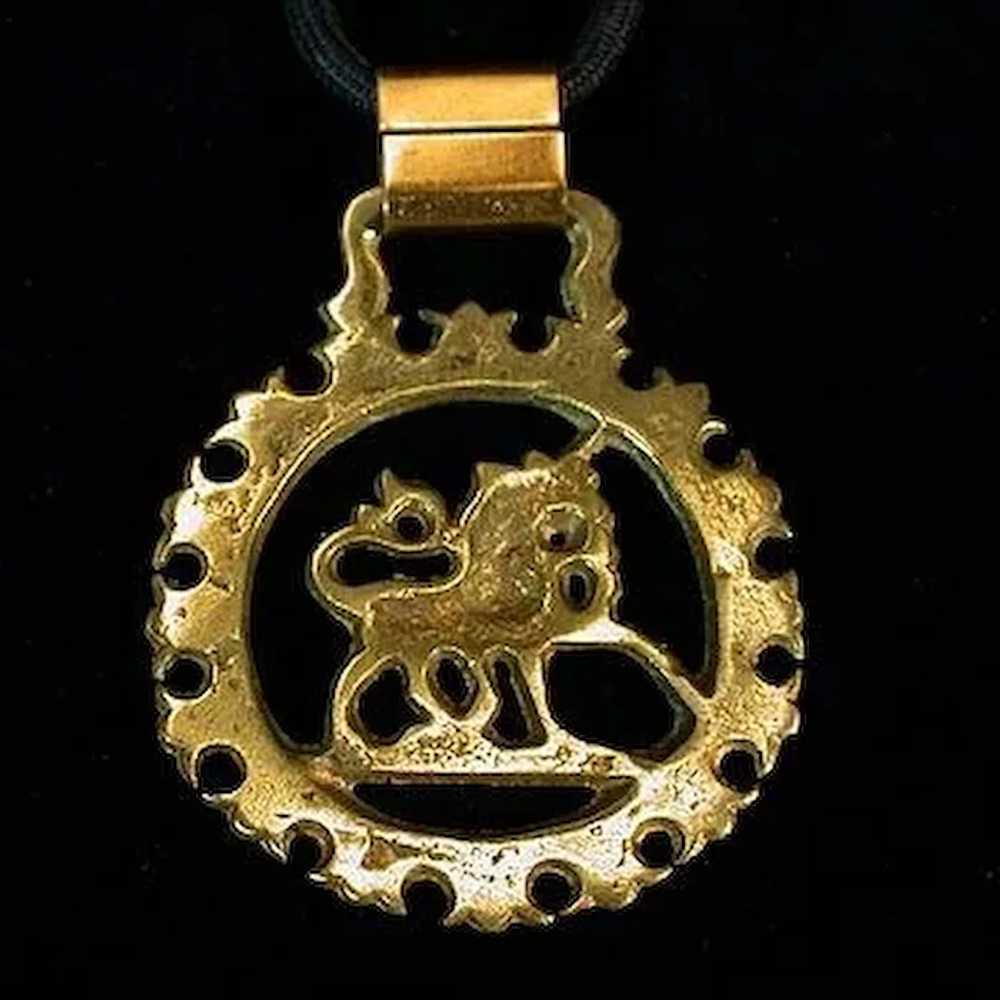 Massive Unicorn Horse Brass Style Pendant on Cord - image 6