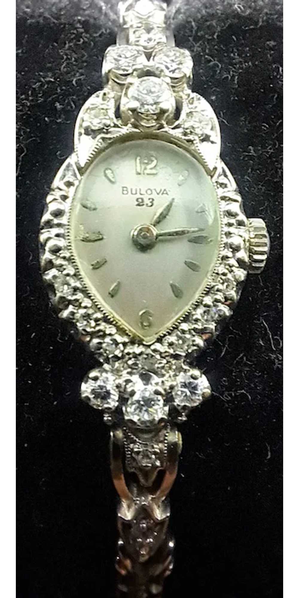 Vintage 14K White Gold Ladies Bulova Wristwatch w… - image 12