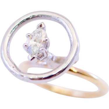 Artisan Diamond 14k Gold Ring 0.40 Ct Marquise Cut - image 1