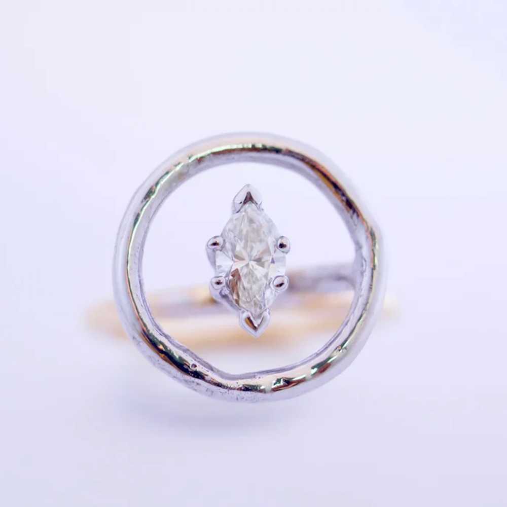 Artisan Diamond 14k Gold Ring 0.40 Ct Marquise Cut - image 3