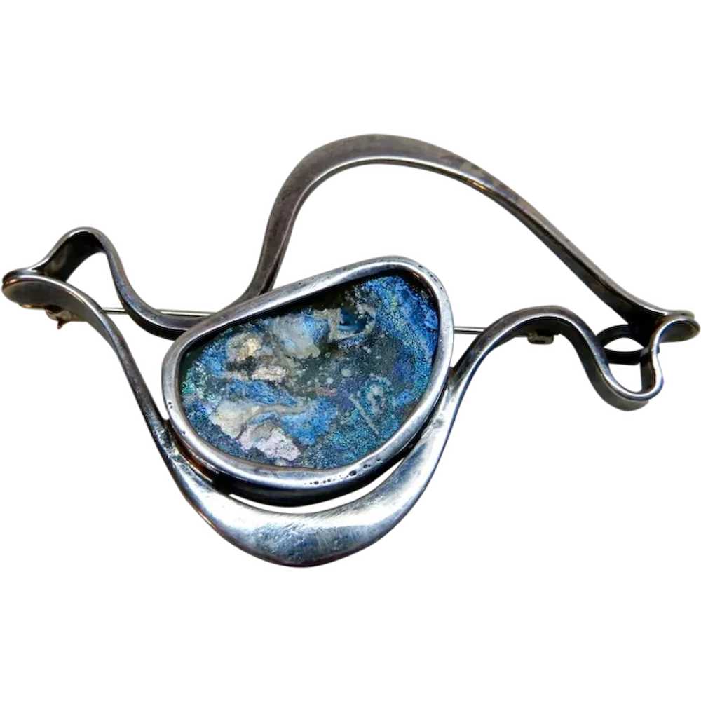 Modernist Sterling brooch large Dove of Peace S. … - image 1