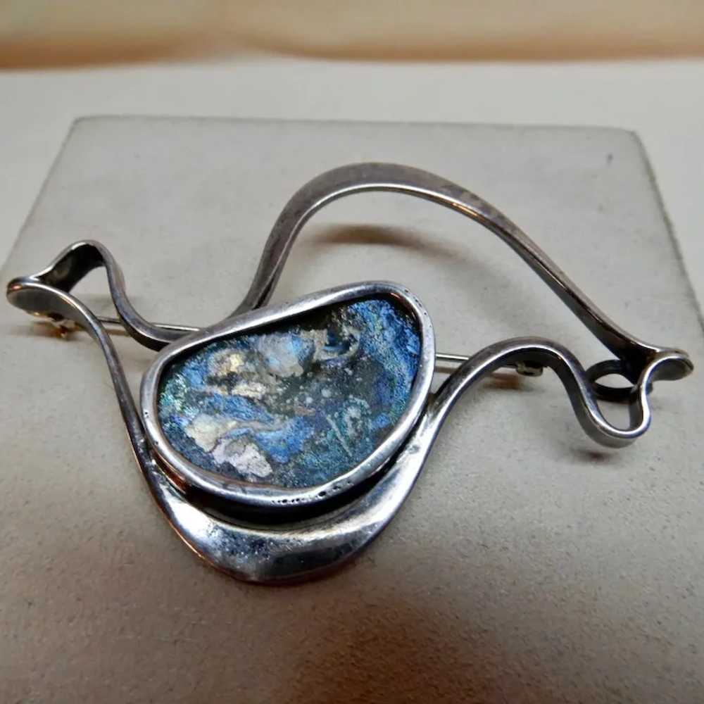 Modernist Sterling brooch large Dove of Peace S. … - image 3