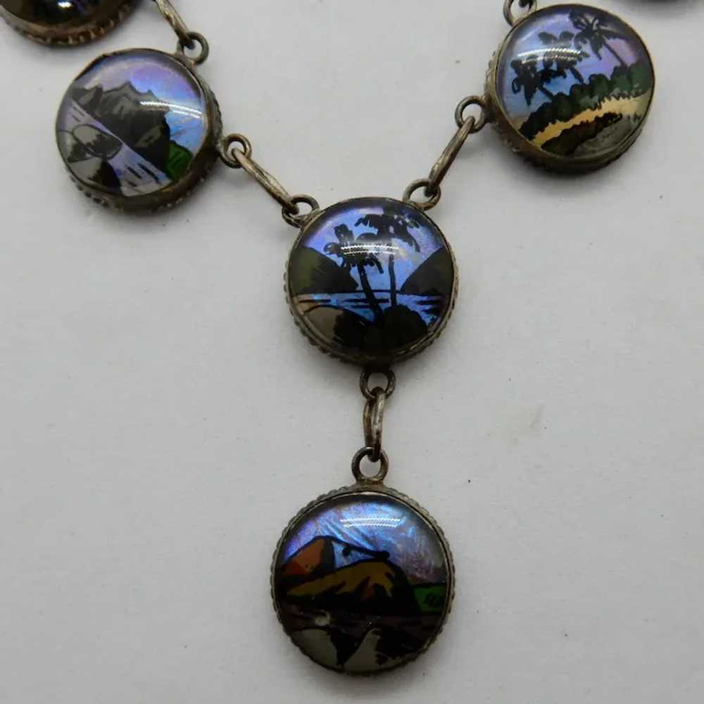 Iridescent Butterfly Wing Necklace Tropical Scenes - image 3