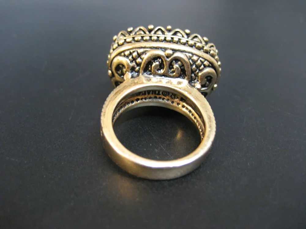 Vintage Baht Thailand Gold Tone Stone Ring - image 4