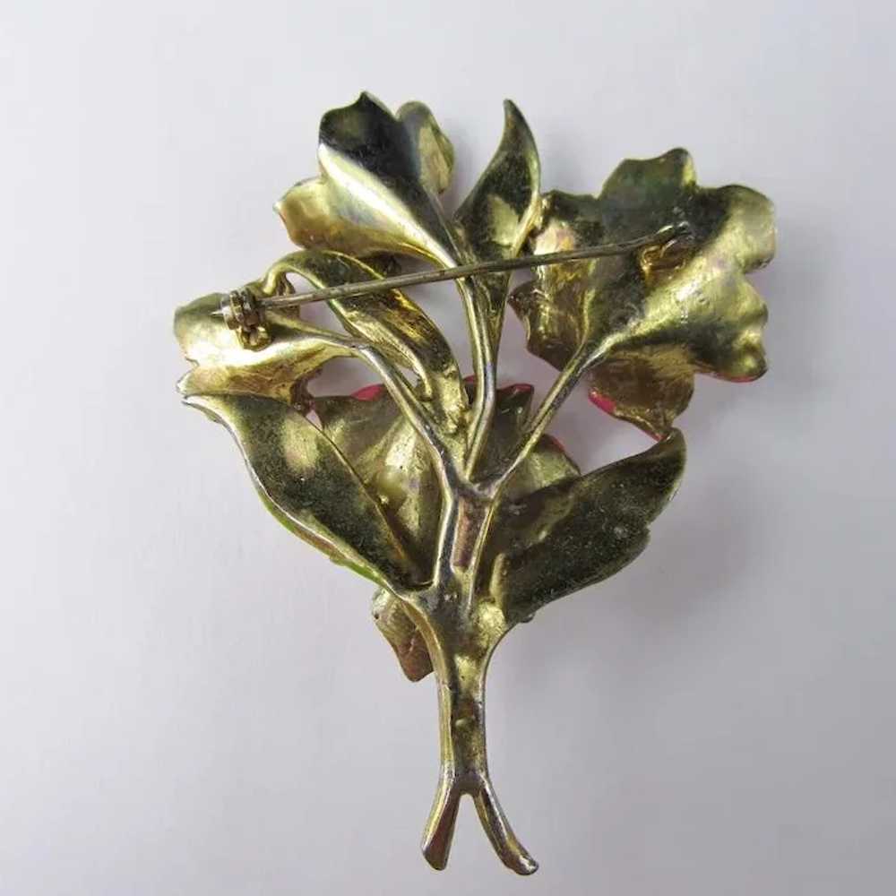 Pretty Enameled Dimensional FLower Brooch - image 4