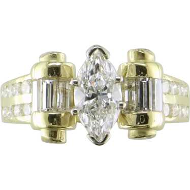 18K Yellow Gold Marquise Diamond Ring