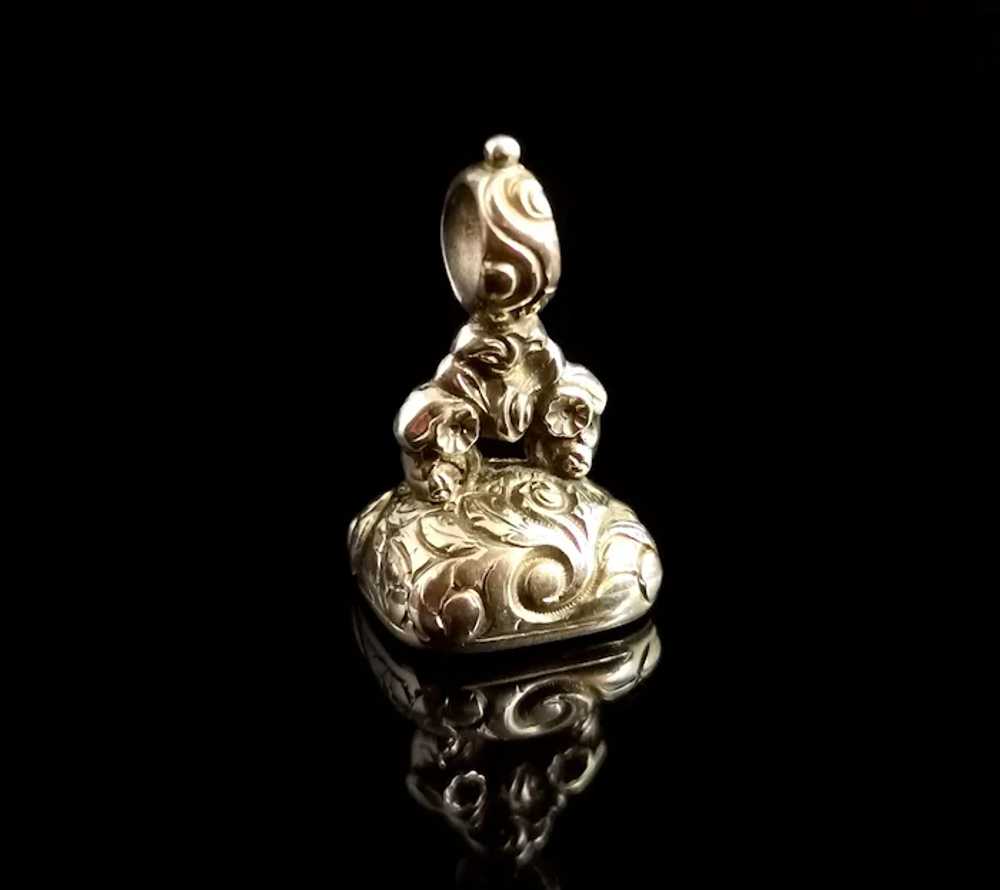 Antique Georgian seal fob pendant, rolled gold, Q… - image 2