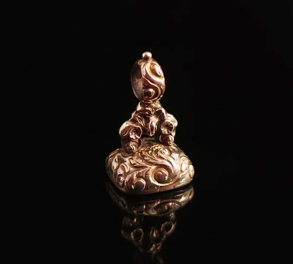 Antique Georgian seal fob pendant, rolled gold, Q… - image 4