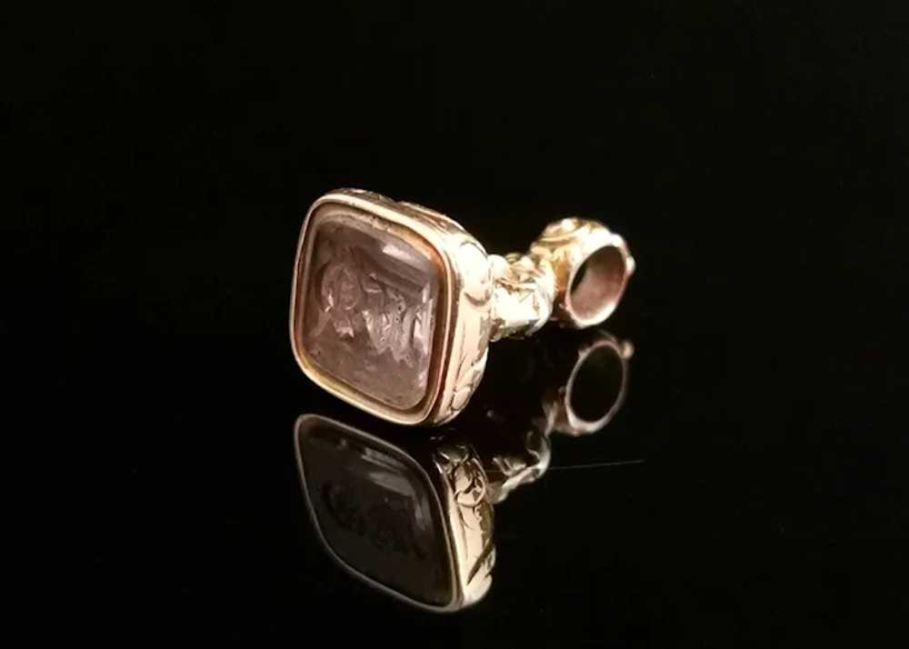 Antique Georgian seal fob pendant, rolled gold, Q… - image 6