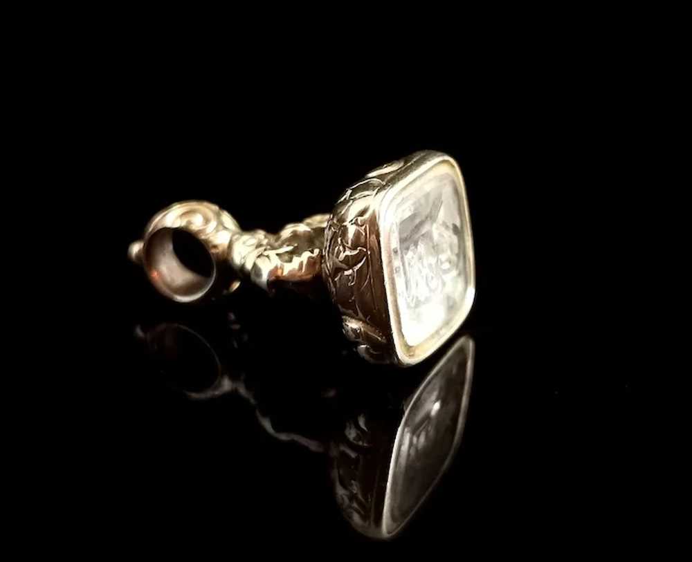Antique Georgian seal fob pendant, rolled gold, Q… - image 8
