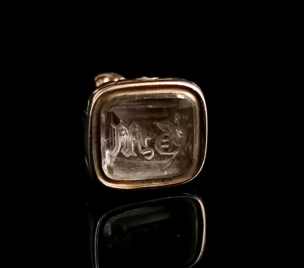 Antique Georgian seal fob pendant, rolled gold, Q… - image 9