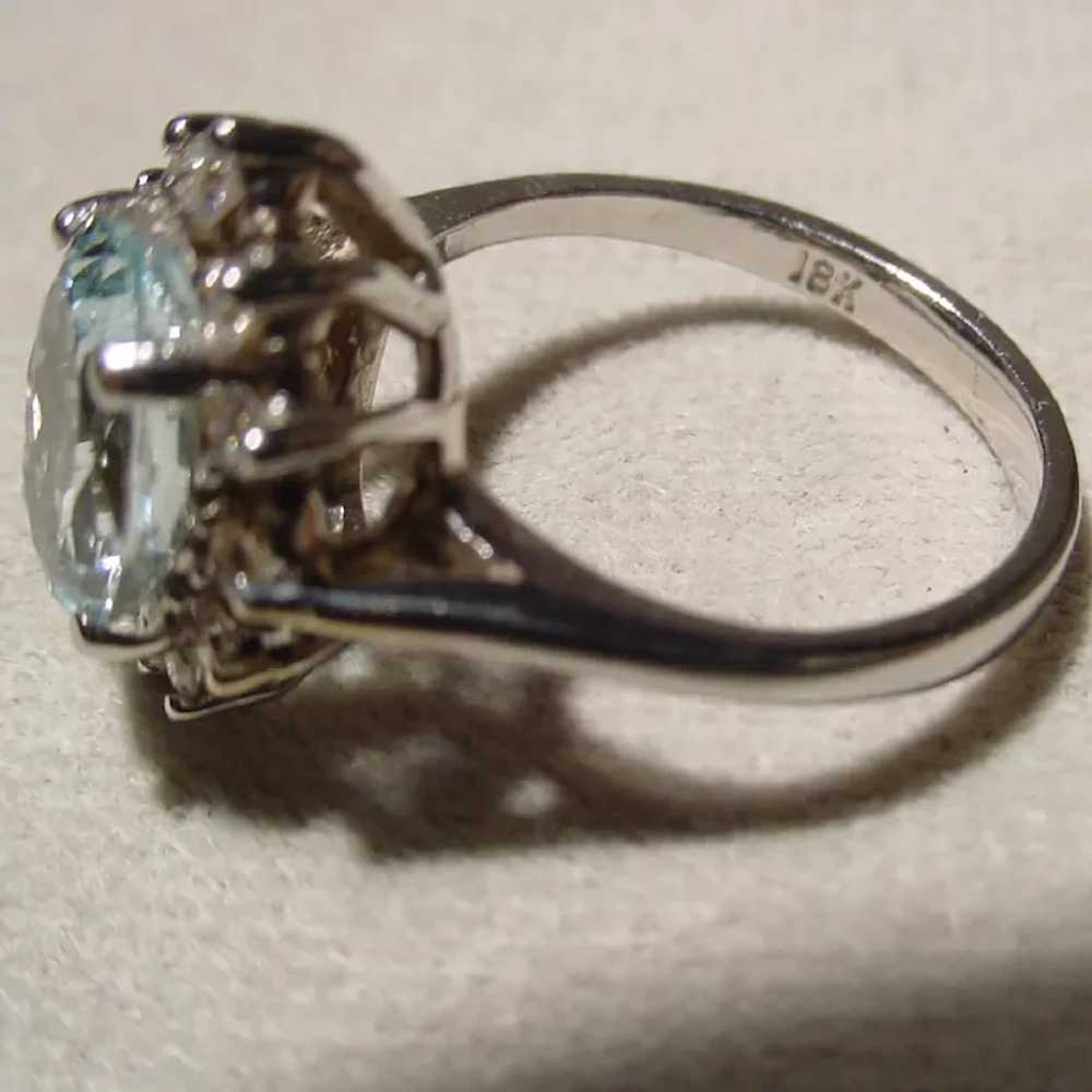 Radian Aquamarine Diamond Ring 18K 60's - image 7