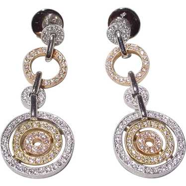 Three-Toned Gold Dreamy Earrings 18K Diamond Circl