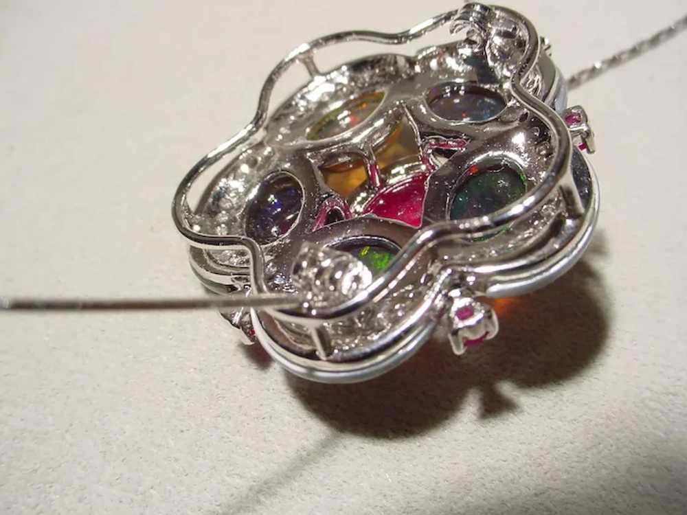 Exquisite Cabochon Ruby & Multi-Gems Brooch Penda… - image 8