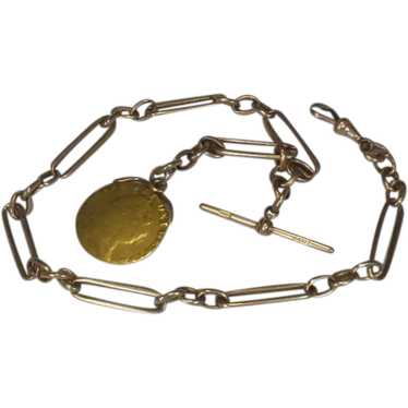 Antique 9 ct/kt Rose Gold Albert Watch Chain/Neck… - image 1