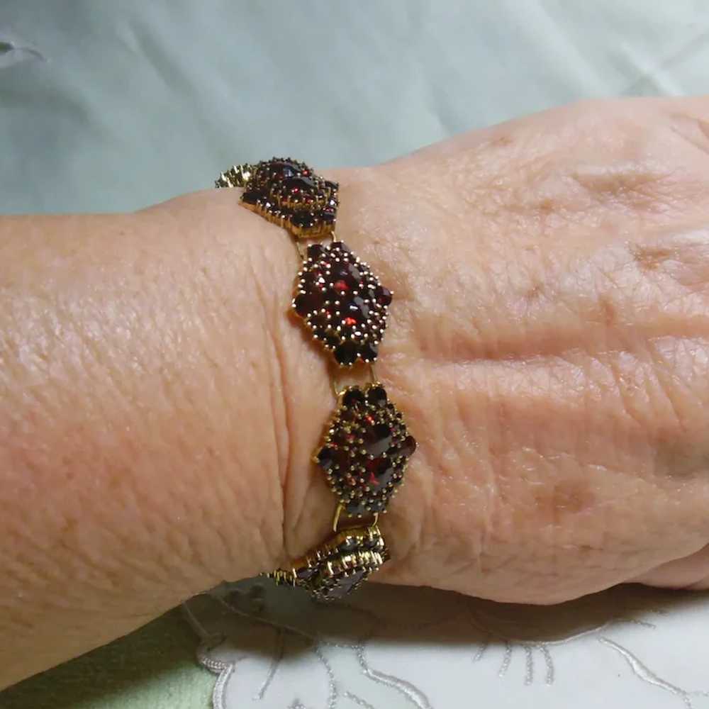 Exquisite 18 KT Gold Garnet Gem Bracelet - image 10