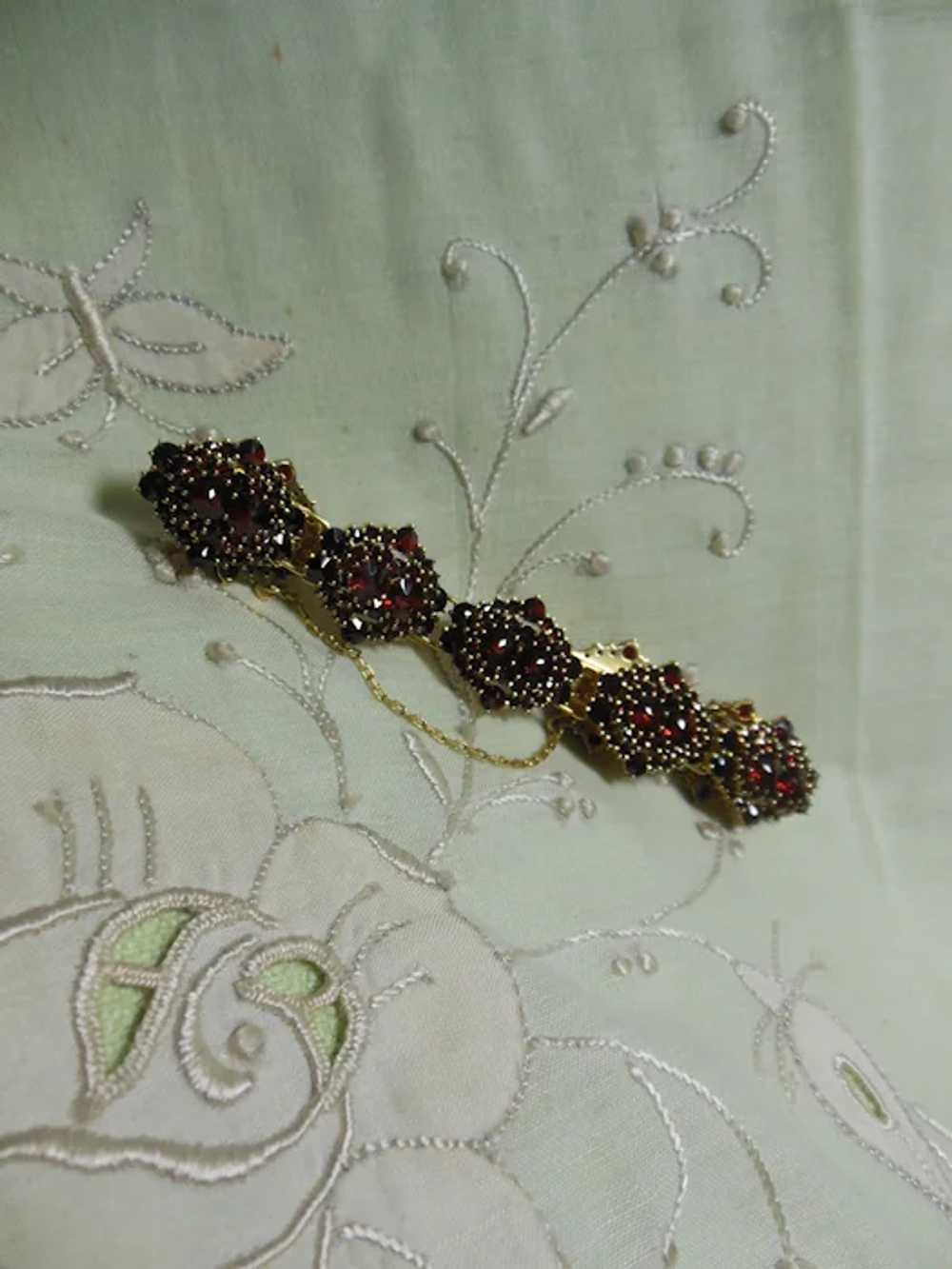 Exquisite 18 KT Gold Garnet Gem Bracelet - image 11