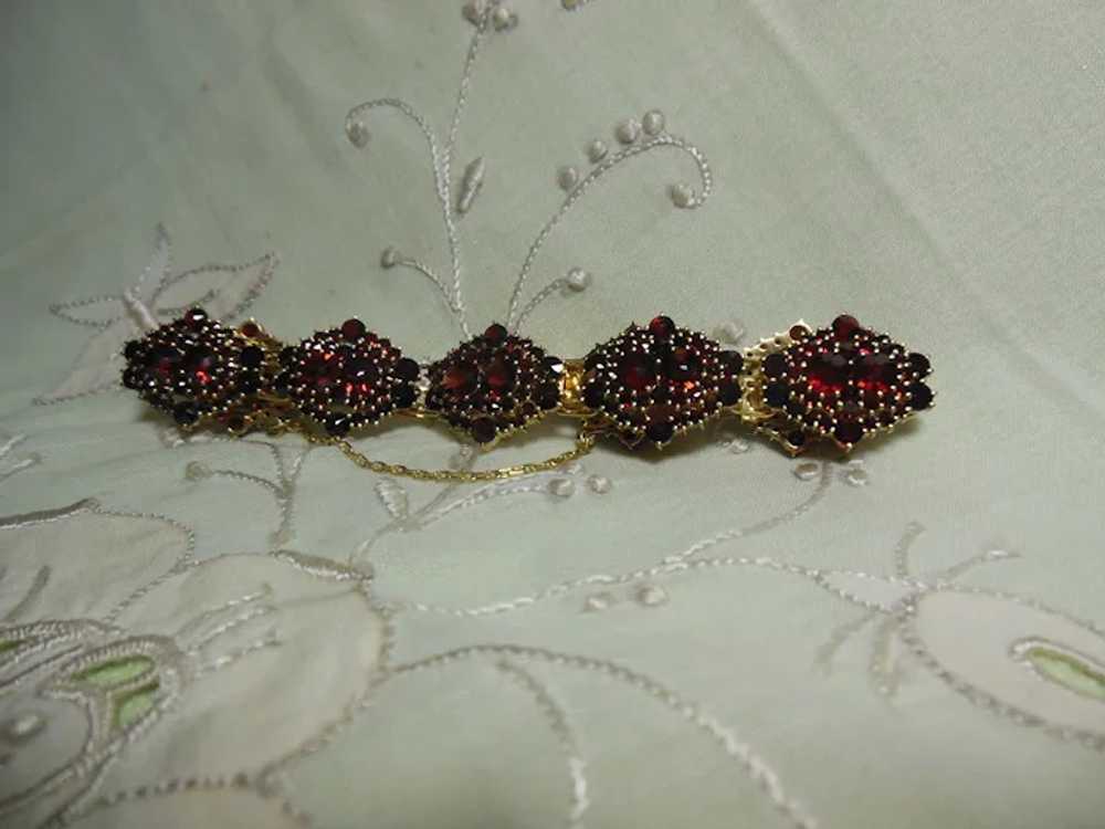 Exquisite 18 KT Gold Garnet Gem Bracelet - image 12