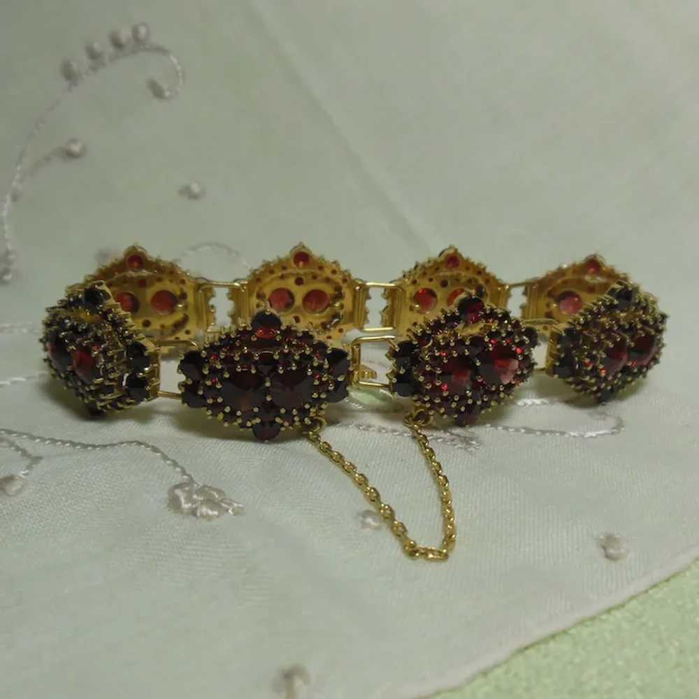 Exquisite 18 KT Gold Garnet Gem Bracelet - image 2