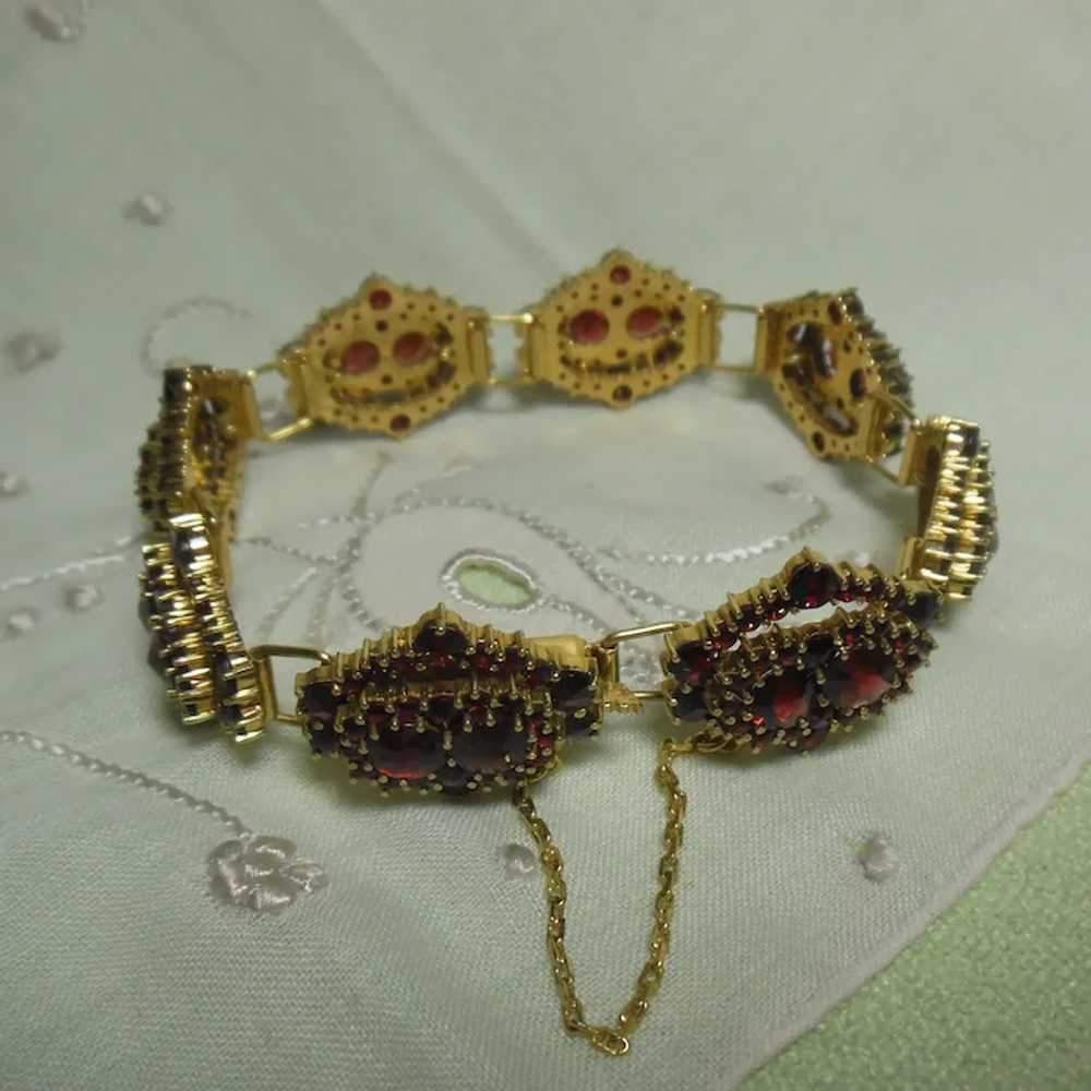 Exquisite 18 KT Gold Garnet Gem Bracelet - image 3