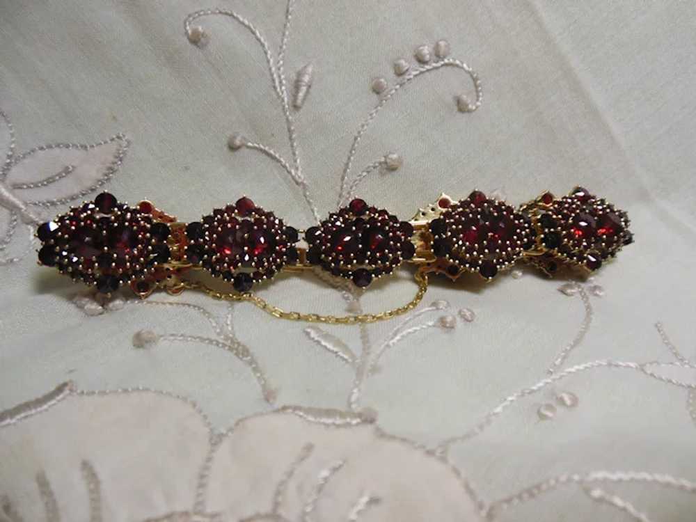 Exquisite 18 KT Gold Garnet Gem Bracelet - image 4