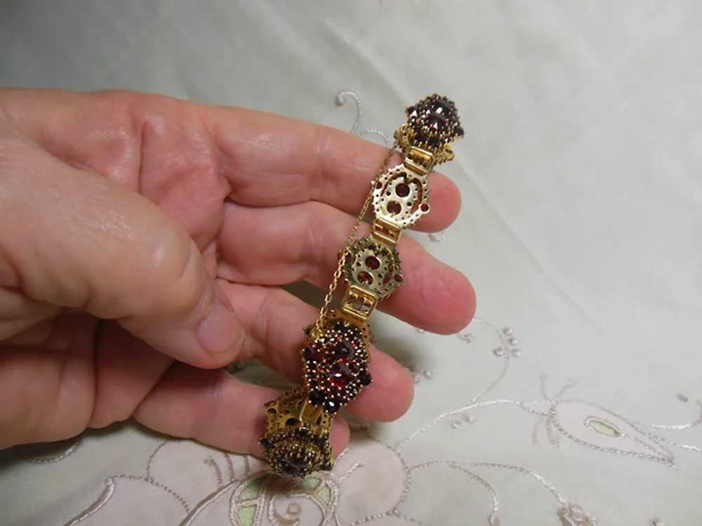 Exquisite 18 KT Gold Garnet Gem Bracelet - image 5