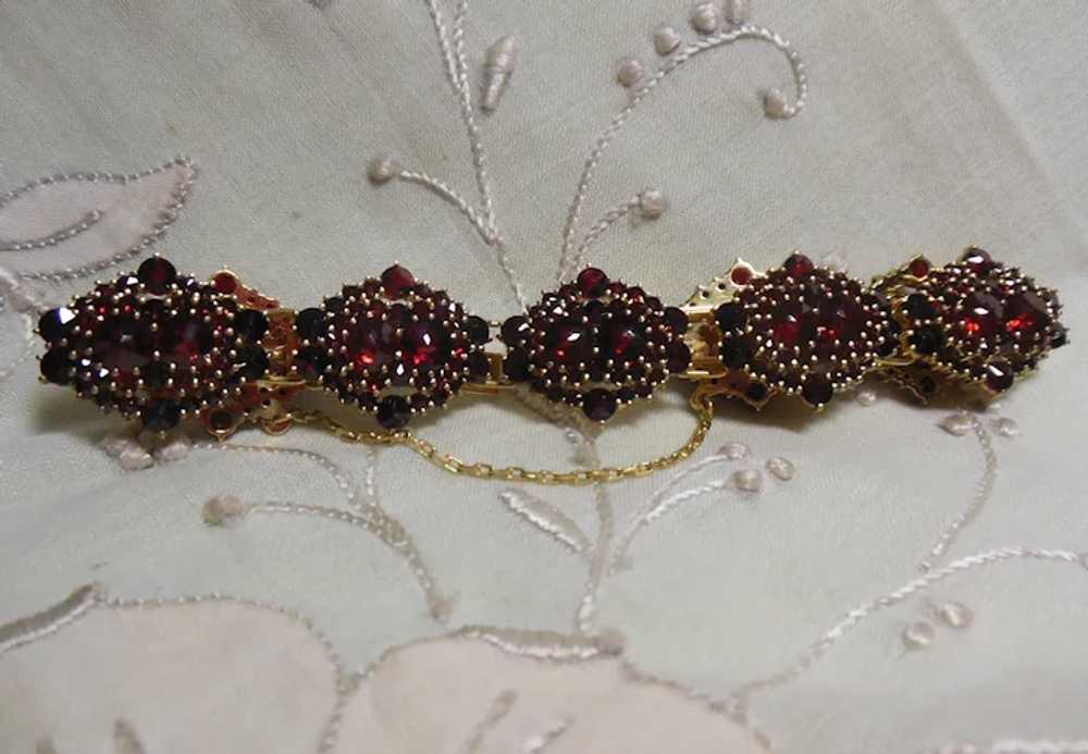 Exquisite 18 KT Gold Garnet Gem Bracelet - image 7