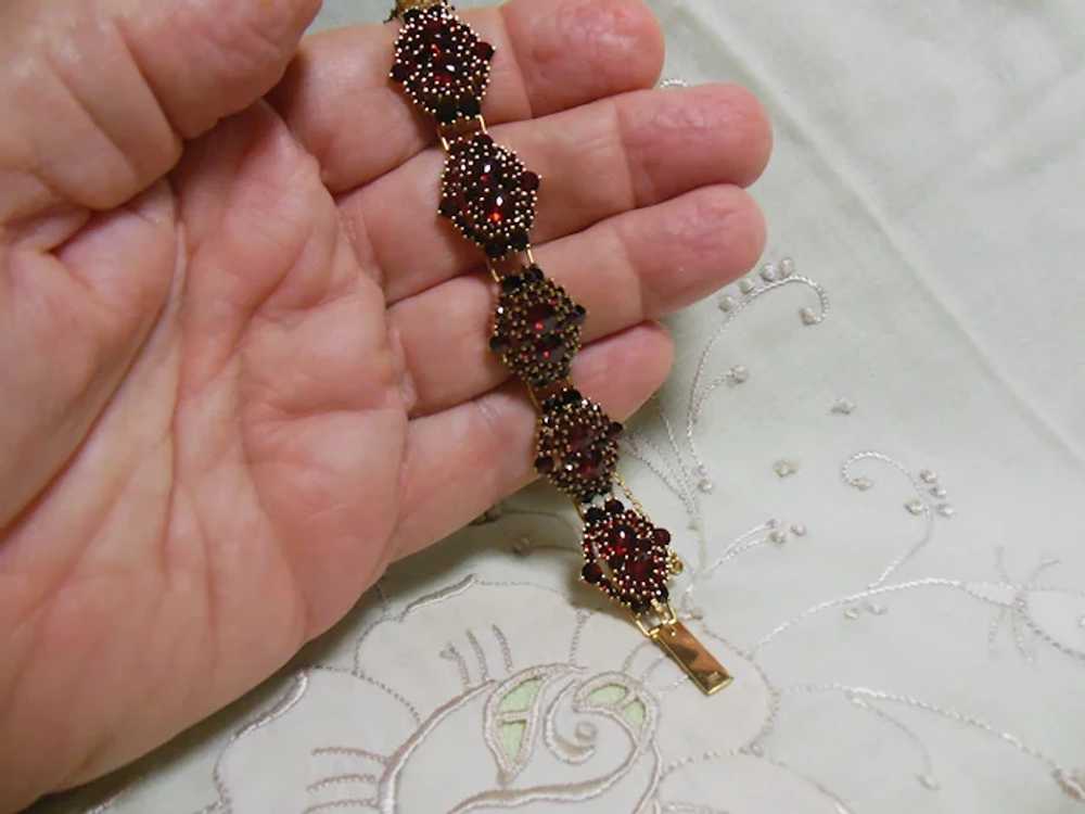 Exquisite 18 KT Gold Garnet Gem Bracelet - image 8