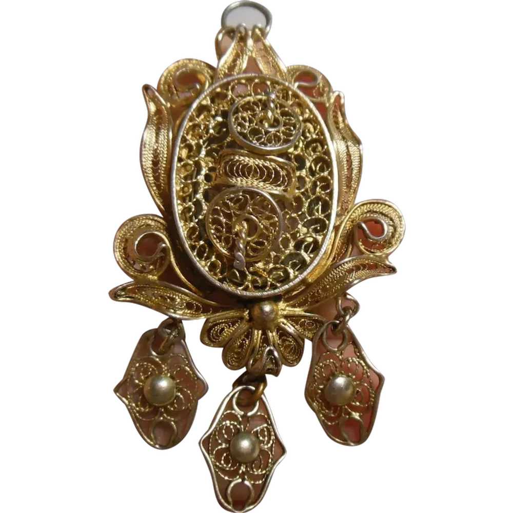 vintage gilt silver filigree - Gem